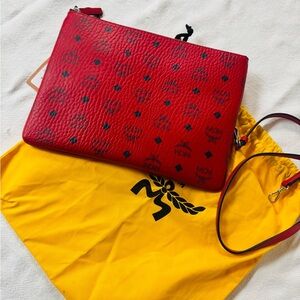 ❌SOLD❌
MCM Red Leather Clutch with Black Accents